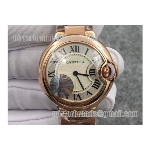 Cartier Ballon Bleu 33mm RG V6F 1:1 Best Edition White Textured Dial on RG Bracelet