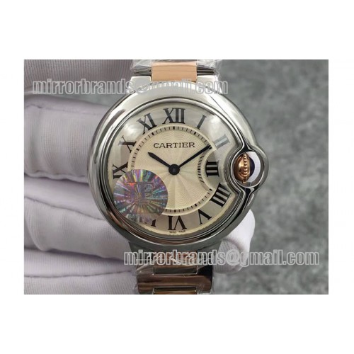 Cartier Ballon Bleu 33mm SS V6F 1:1 Best Edition White Dial on SS/RG Bracelet