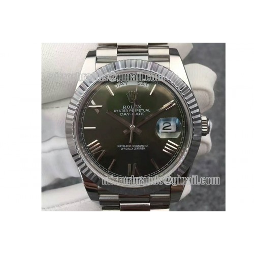 Rolex DayDate 40mm SS/SS Green Roman Flut BP A2836 Mod3255