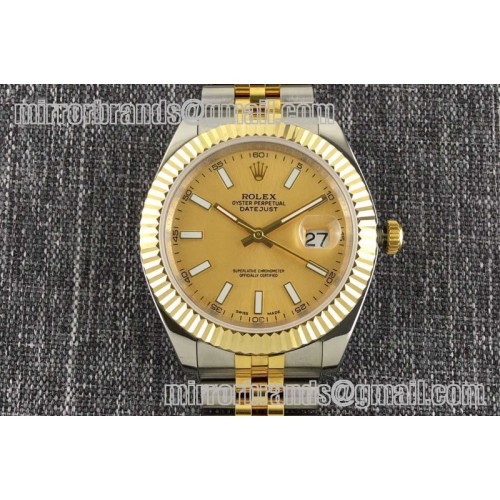 Rolex Datejust 116333 SS/YG TT Wrapped Jubile Stick Gold Dial Swiss Eta 2836 Rolex Datejust 116333 SS/YG TT Wrapped Jubile Stick Gold Dial Swiss Eta 2836