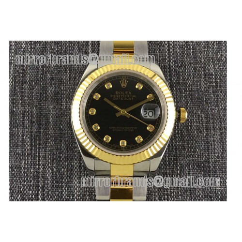 Rolex Datejust 116333 SS/YG TT Wrapped Oyster Diamond Black Dial Swiss Eta 2836 Rolex Datejust 116333 SS/YG TT Wrapped Oyster Diamond Black Dial Swiss Eta 2836