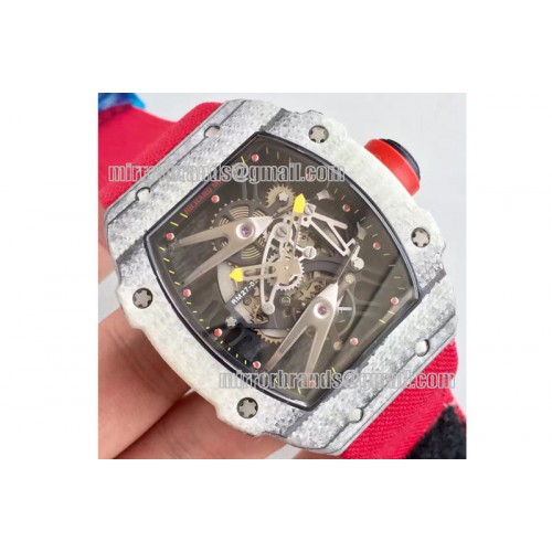 Richard Mille RM027-2 White Carbon Fiber Case Skeleton Dial on Red Nylon Strap 6T51