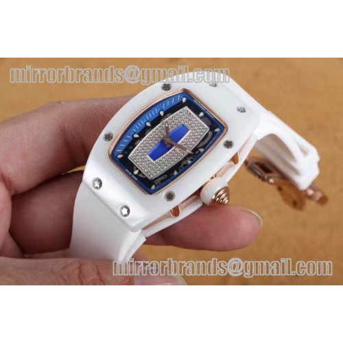 Richard Mille RM007 Bling Bling Limited Edition White Ceramic/Blue/RU Asian 21J Decorated