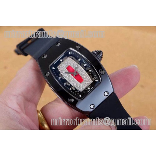 Richard Mille RM007 Bling Bling Limited Edition Black Ceramic/Red/RU Asian 21J Decorated Richard Mille RM007 Bling Bling Limited Edition Black Ceramic/Red/RU Asian 21J Decorated