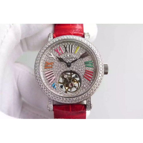 Franck Muller Color Dreams Tourbillon SS Diamond Roman Numerals Markers on Black Croco Leather Strap Franck Muller Color Dreams Tourbillon SS Diamond Roman Numerals Markers on Black Croco Leather Strap