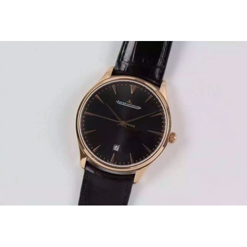 Jaeger-LeCoultre Master Ultra Thin RG Black Dial on Black Leather Strap A925