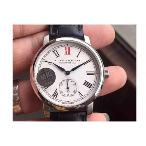 A. Lange & Sohne Saxonia SS White Dial on Black Leather Strap A2824