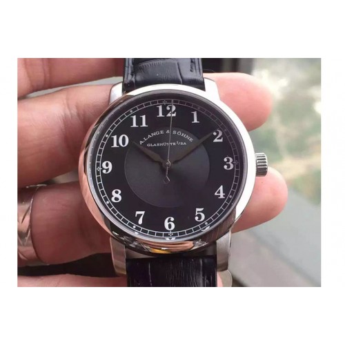 A. Lange & Sohne Saxonia SS Black/Grey Dial on Black Leather Strap A2824