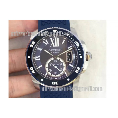 Calibre De Cartier SS/RU Blue Miyita 8205