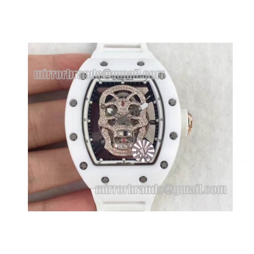 Richard Mille RM052 Diamond Skull Tourb Wht CER/RU MY9015 Mod Richard Mille RM052 Diamond Skull Tourb Wht CER/RU MY9015 Mod