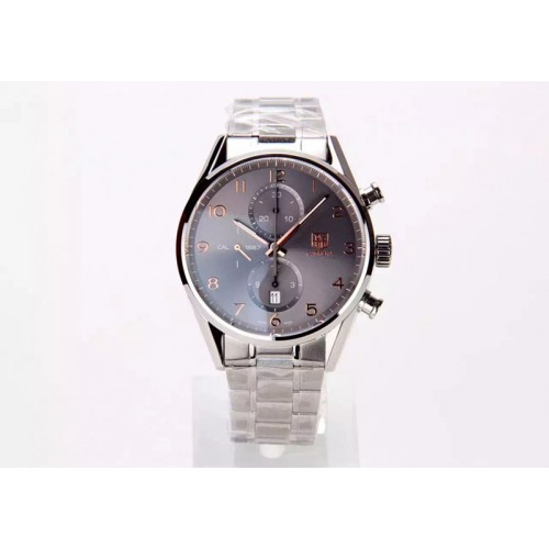 Tag Heuer Carrera Calibre 1887 Chrono V6F 1:1 Best Edition Grey Dial RG Markers on SS Bracelet CAL1887