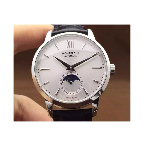 Montblanc Meisterstuck Heritage Moonstruck Silver Dial Silver Marker Black Leather MB29.14 Montblanc Meisterstuck Heritage Moonstruck Silver Dial Silver Marker Black Leather MB29.14