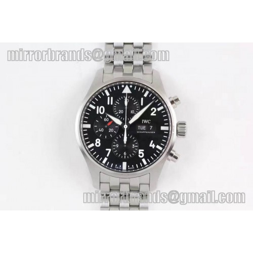 IWC Pilot Chrono 2016 IW377710 ZF 1:1 Best Edition Black Dial on SS Bracelet A7750 V2