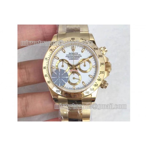 Rolex Daytona 116508 YG JF 1:1 Best Edition White Dial on YG Bracelet A7750
