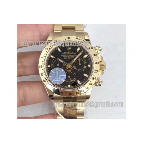 Rolex Daytona 116508 YG JF 1:1 Best Edition Black Dial on YG Bracelet A7750