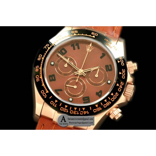 Rolex 2011 Rose Gold Leather Brown Numeral A-7750 Sec@6 28800 Replica Watches Rolex 2011 Rose Gold Leather Brown Numeral A-7750 Sec@6 28800 Replica Watches