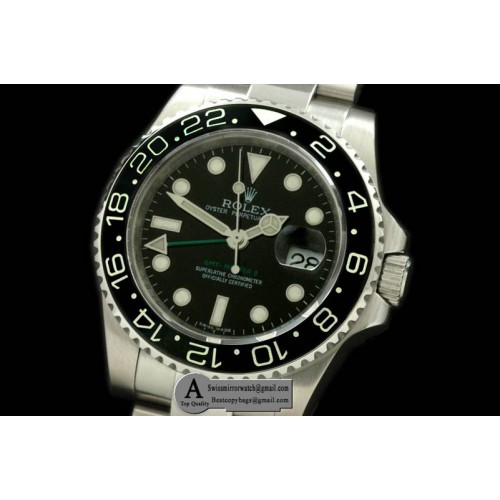 Rolex 116710 GMT Master SS SS 2008 GMT Black Asian 2836 Replica Watches