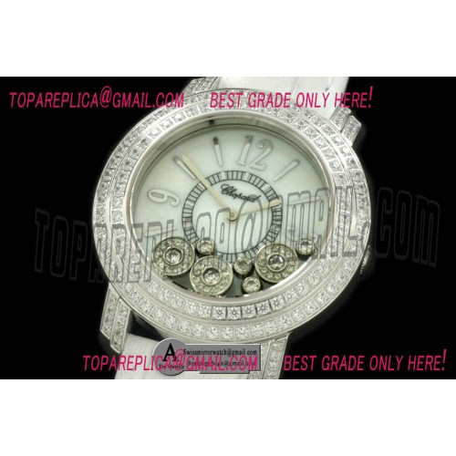 Chopard Happy Sports Ladies SS Leather White Swiss Quartz Replica Watches Chopard Happy Sports Ladies SS Leather White Swiss Quartz Replica Watches