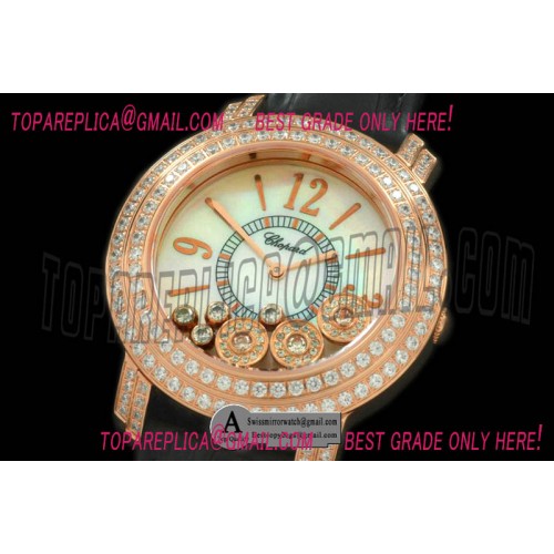 Chopard Happy Sports Ladies Rose Gold Leather White Swiss Quartz Replica Watches Chopard Happy Sports Ladies Rose Gold Leather White Swiss Quartz Replica Watches