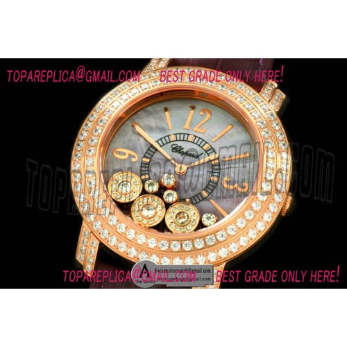 Chopard Happy Sports Ladies Rose Gold Leather MOP White Swiss Quartz Replica Watches Chopard Happy Sports Ladies Rose Gold Leather MOP White Swiss Quartz Replica Watches