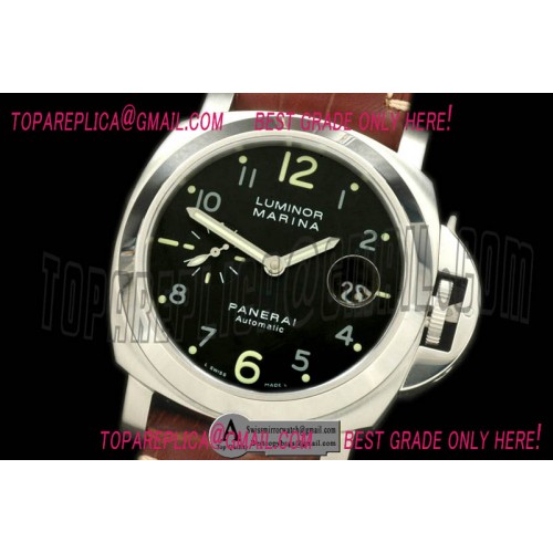 Panerai Luminor Marina Automatic 44mm Pam 164N SS Leather Black A7750 Replica Watches