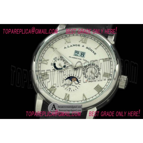 A.Lange Sohne Datograph Perpetual Calendar  Big Date SS Leather White Asia Replica Watches