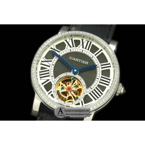 Cartier Ronde de Cartier Tourbillon SS Leather Black Asian 2813 Replica Watches Cartier Ronde de Cartier Tourbillon SS Leather Black Asian 2813 Replica Watches
