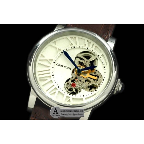 Cartier Ronde De Cartier Tourbillon SS Leather White Asian 2813 Replica Watches Cartier Ronde De Cartier Tourbillon SS Leather White Asian 2813 Replica Watches
