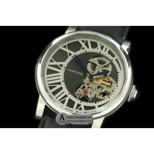 Cartier Ronde De Cartier Tourbillon SS Leather Black Asian 2813 Replica Watches Cartier Ronde De Cartier Tourbillon SS Leather Black Asian 2813 Replica Watches