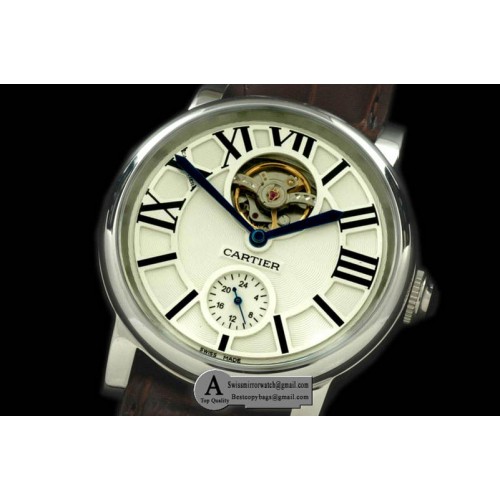 Cartier Ronde De Cartier Tourbillon SS Leather White Asian 2813 Replica Watches Cartier Ronde De Cartier Tourbillon SS Leather White Asian 2813 Replica Watches