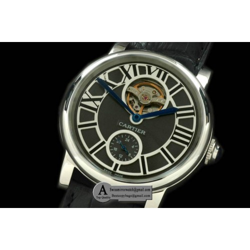Cartier Ronde De Cartier Tourbillon SS Leather Black Asian 2813 Replica Watches Cartier Ronde De Cartier Tourbillon SS Leather Black Asian 2813 Replica Watches