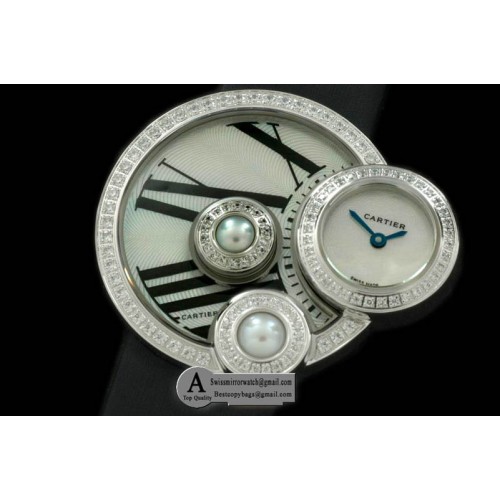 Cartier WJ304850 Perle De Cartier SS/Straps White Swiss Quartz Replica Watches Cartier WJ304850 Perle De Cartier SS/Straps White Swiss Quartz Replica Watches
