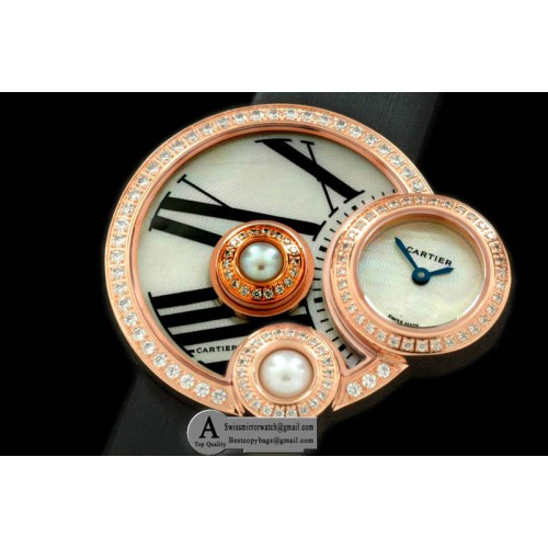 Cartier WJ304850 Perle De Cartier Rose Gold/Stainless Steel White Swiss Quartz Replica Watches Cartier WJ304850 Perle De Cartier Rose Gold/Stainless Steel White Swiss Quartz Replica Watches