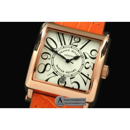 Franck Muller Men Master Square Rose Gold Leather White Jap Quartz Franck Muller Men Master Square Rose Gold Leather White Jap Quartz