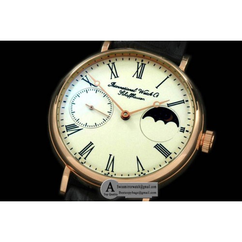 IWC IWPTV10026 Vintage Portifino MoonPhase Rose Gold/Leather White Asian 17J HW Replica Watches