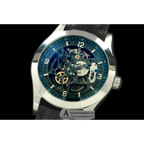 Jaeger Le CoultreMaster Skeleton SS Leather Black Asian 23J Auto Replica Watches