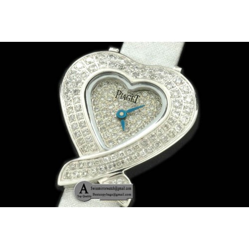 Piaget Joaillerie Diamonds Ladies SS White Satin Swiss Quartz C/W Box Replica Watches