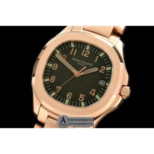 Patek Philippe Aquanaut Jumbo V3 Auto Rose Gold Rose Gold Black Asian 4813 28800 Replica Watches
