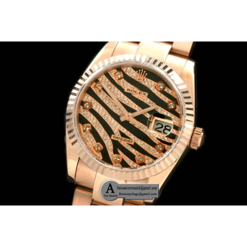 Rolex Datejust Royal Black Rose Gold Swiss Eta 2836 2 Replica Watches