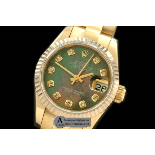 Rolex Yellow Gold President MOP Green Diamond Swiss Eta 2671-2 Replica Watches