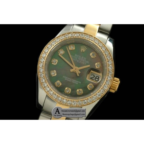 Rolex SS Yellow Gold Oyster MOP Green Diamond Swiss Eta 2671-2 Replica Watches Rolex SS Yellow Gold Oyster MOP Green Diamond Swiss Eta 2671-2 Replica Watches