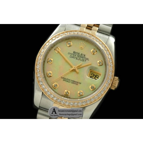 Rolex SS/Yellow Gold Jubilee MOP Gold Diamond Swiss Eta 2836-2 Replica Watches