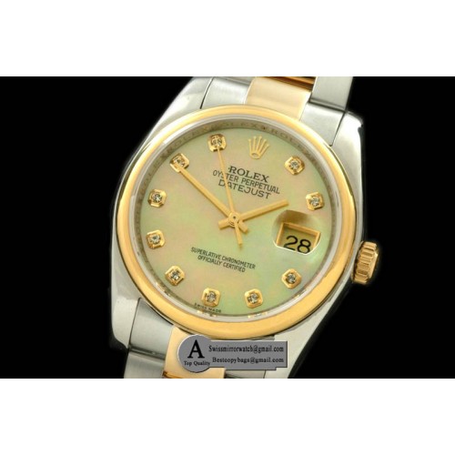 Rolex SS Yellow Gold Oyster MOP Gold Diamond Swiss Eta 2836-2 Replica Watches