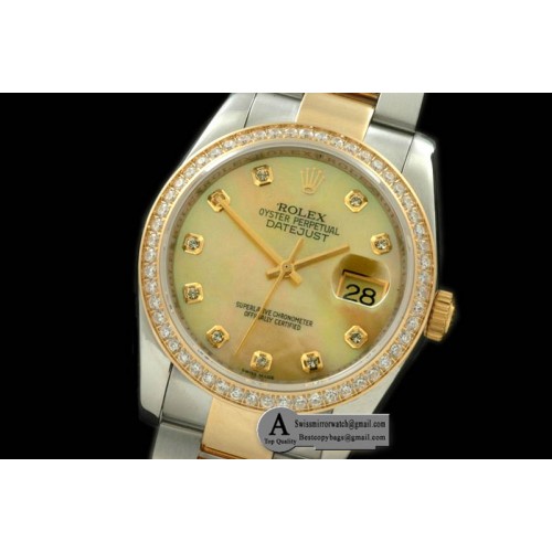 Rolex SS Yellow Gold Oyster MOP Gold Diamond Swiss Eta 2836-2 Replica Watches