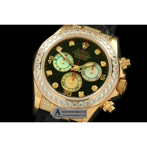 Rolex 2011 Yellow Gold Diamond Leather Black White Diamond A-7750 Sec@6 28800 Replica Watches Rolex 2011 Yellow Gold Diamond Leather Black White Diamond A-7750 Sec@6 28800 Replica Watches