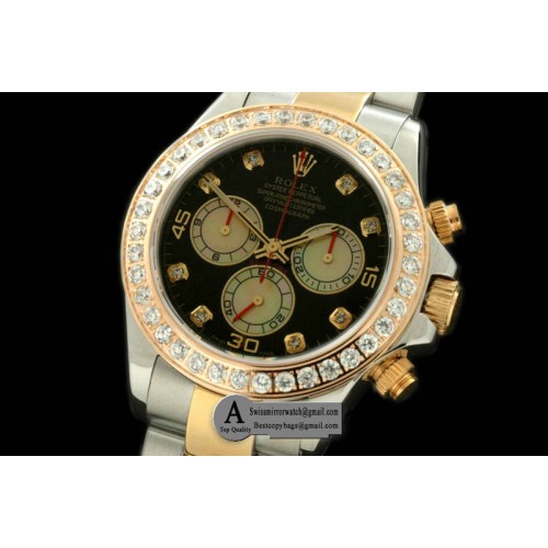Rolex Daytona 2011 SS Diamond Yellow Gold Black White Diamond A 7750 Sec@6 28800 Replica Watches Rolex Daytona 2011 SS Diamond Yellow Gold Black White Diamond A 7750 Sec@6 28800 Replica Watches