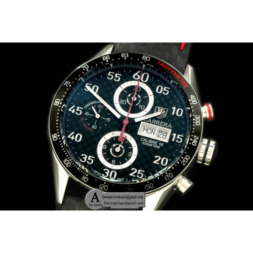 Tag Heuer Carrera 43mm Limited Edition Chrono SS Leather Carbon Fibre Black A-7750