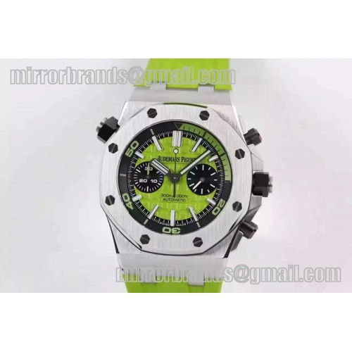 Audemars Piguet Royal Oak Offshore Diver Chronograph Green JF 1:1 Best Edition on Green Rubber Strap A3126 V2 (Free XS Strap)