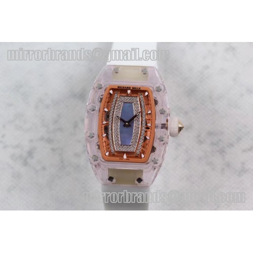 Richard Mille RM 007 Lady Transparent Case MOP Blue Diamonds Dial 6T51