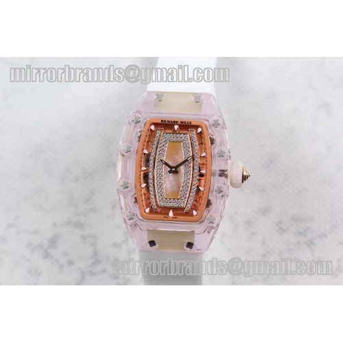 Richard Mille RM 007 Lady Transparent Case MOP Orange Diamonds Dial 6T51